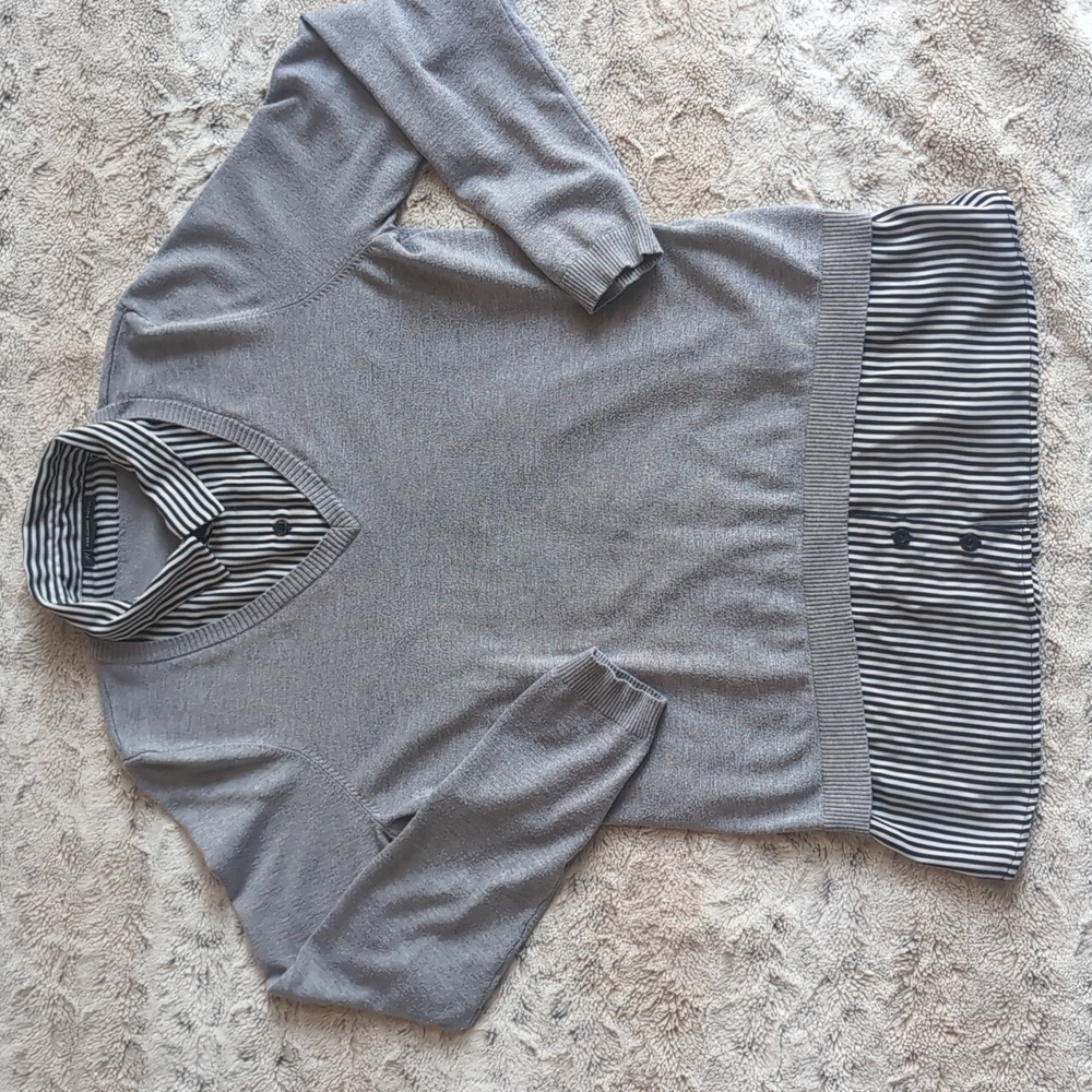 Adrianna Papel Twofer V-neck Striped Sweater